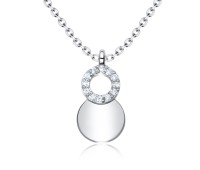 Shine Circle CZ Silver Necklace SPE-3211